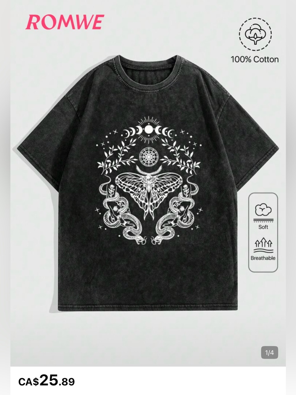 SHEIN Gothic Tee with White Graphic